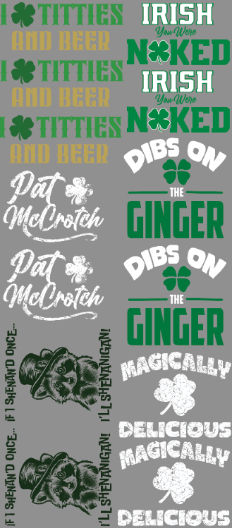 St. Patty's Day Funny Gang Sheet