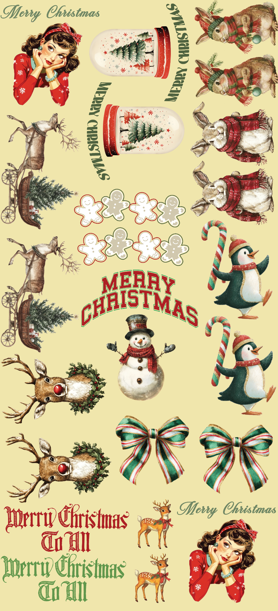 Christmas Retro Pin-Up & Critters Sheet