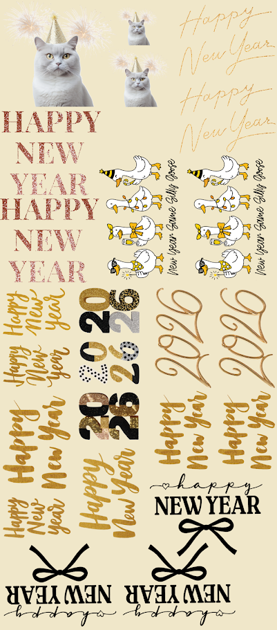 New Year Gold & Glitter Sheet